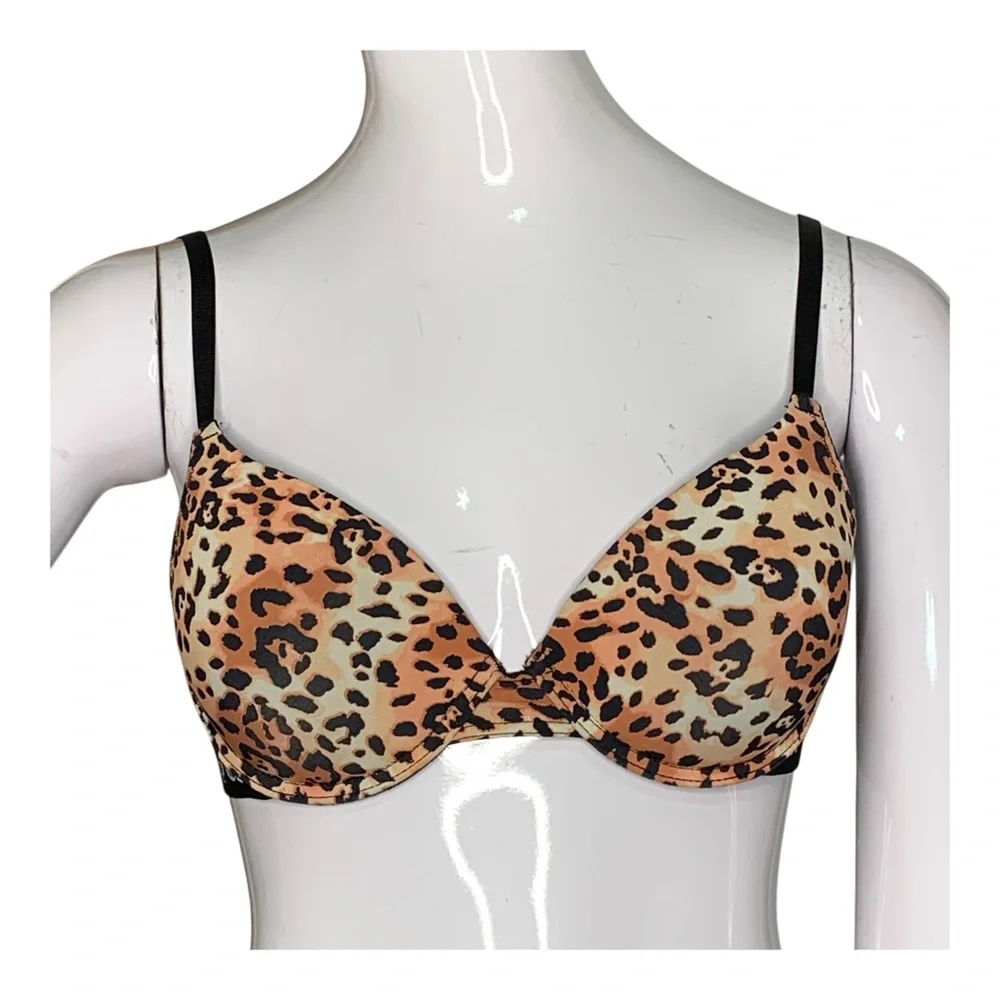 Juicy Couture Cheetah Leopard Print Push UP Bra Branded Elastic Band Size 34B